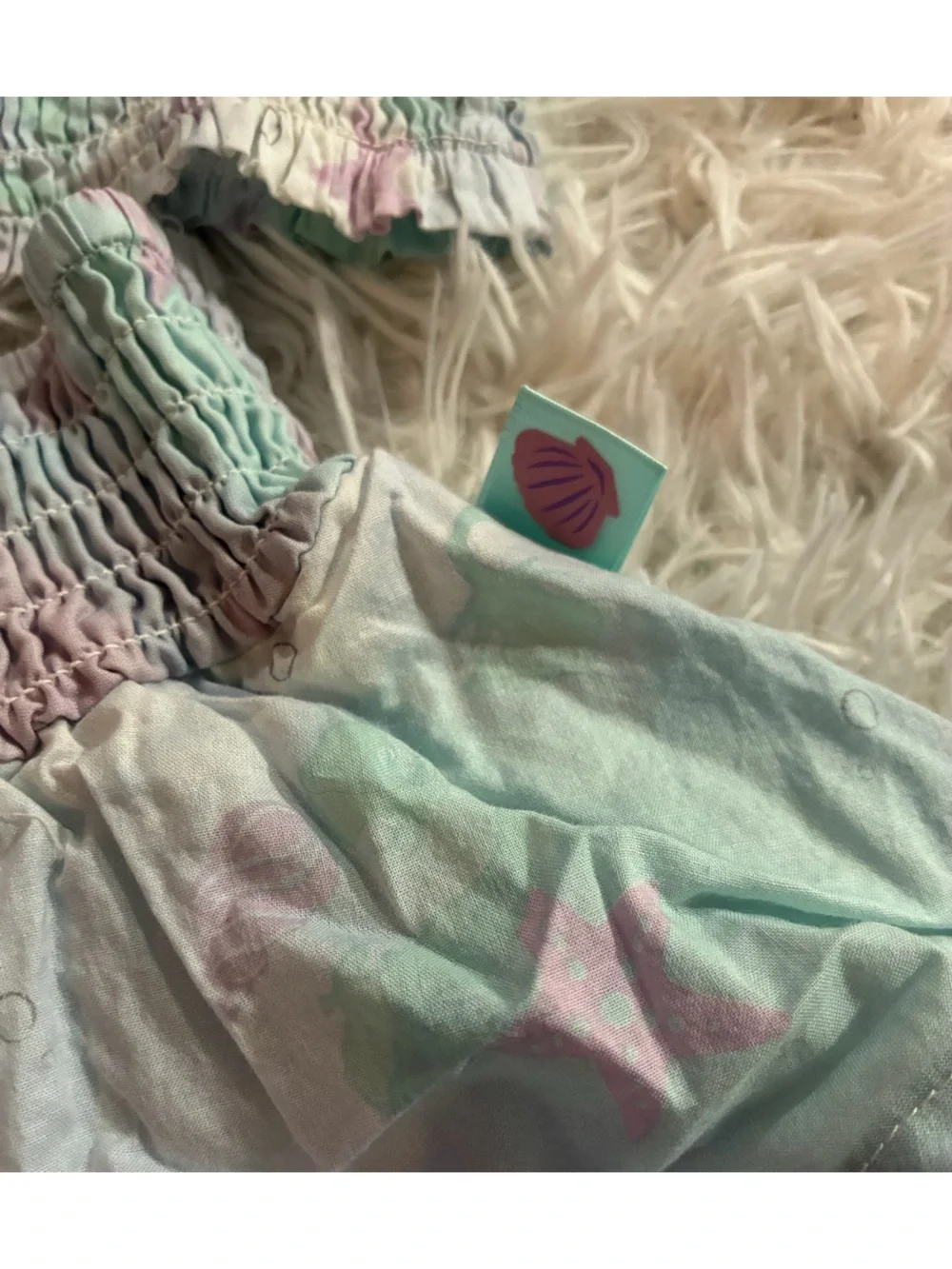 Disney Little Mermaid Pastel Watercolor Smocked Matching Outfit Set Girls 4T